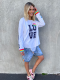 LOVE waffle Top by HAMMILL & CO in WHITE