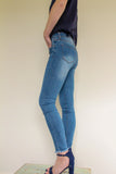 Lucia Mid Rise Skinny Jean in Mid Blue