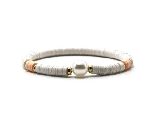 WHITE boho Pearl Friendship Bracelet