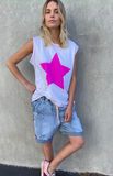 Summer Cut off Tee by HAMMILL & CO in White/Hot Pink