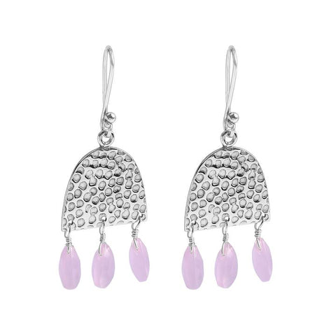 Mila Earring Silver with Rose Quartz